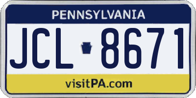 PA license plate JCL8671