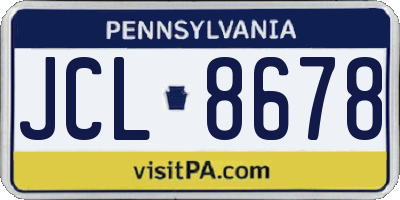 PA license plate JCL8678
