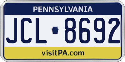 PA license plate JCL8692