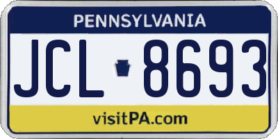 PA license plate JCL8693
