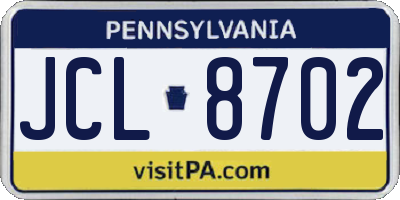 PA license plate JCL8702