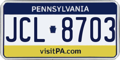 PA license plate JCL8703