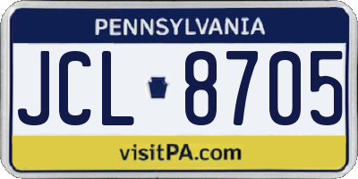 PA license plate JCL8705
