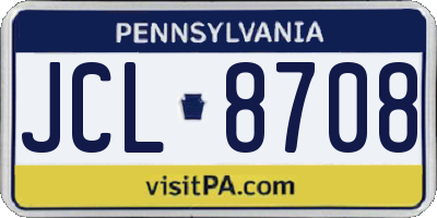 PA license plate JCL8708