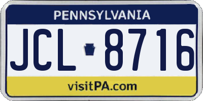 PA license plate JCL8716
