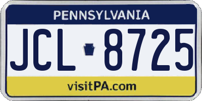 PA license plate JCL8725