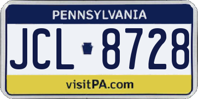 PA license plate JCL8728