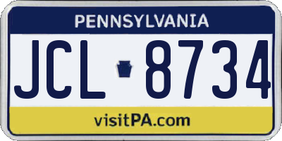 PA license plate JCL8734