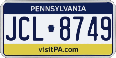 PA license plate JCL8749