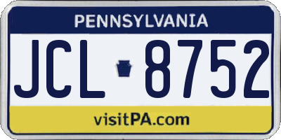 PA license plate JCL8752