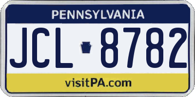 PA license plate JCL8782