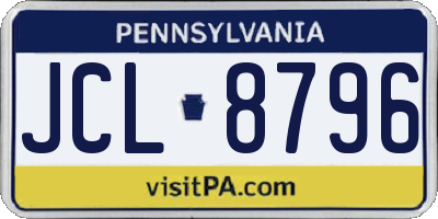 PA license plate JCL8796