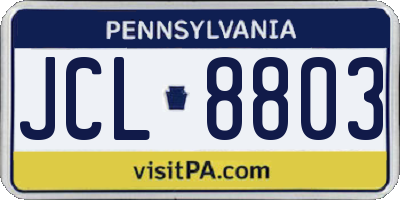 PA license plate JCL8803