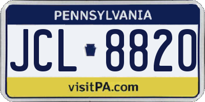 PA license plate JCL8820