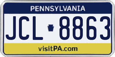 PA license plate JCL8863