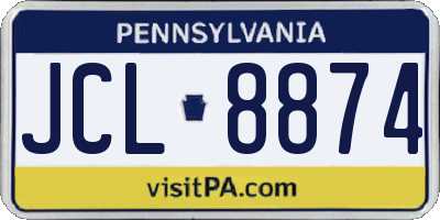 PA license plate JCL8874