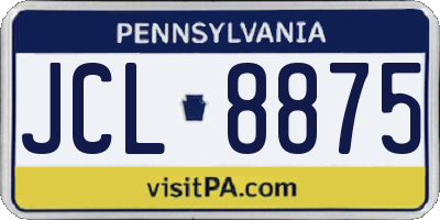 PA license plate JCL8875
