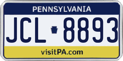 PA license plate JCL8893