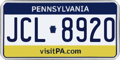 PA license plate JCL8920