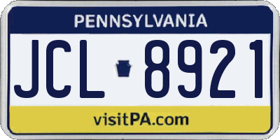 PA license plate JCL8921