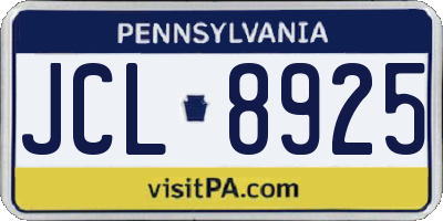 PA license plate JCL8925