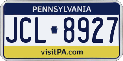 PA license plate JCL8927