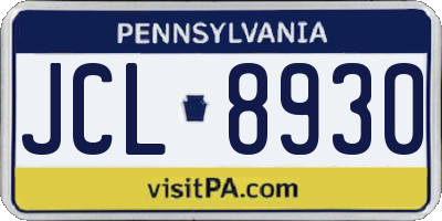 PA license plate JCL8930