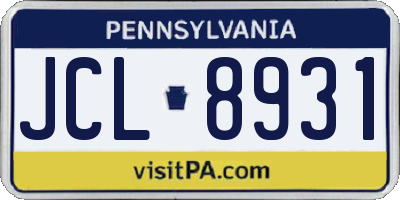PA license plate JCL8931