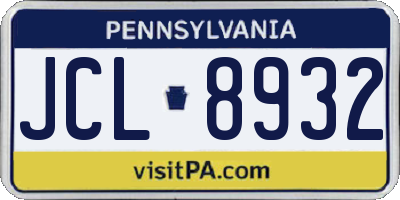 PA license plate JCL8932