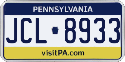 PA license plate JCL8933