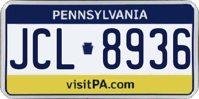PA license plate JCL8936