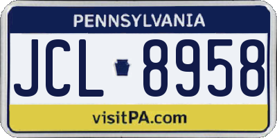 PA license plate JCL8958