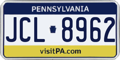 PA license plate JCL8962