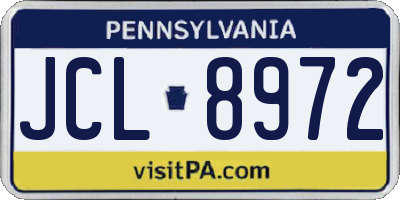 PA license plate JCL8972