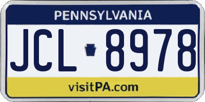 PA license plate JCL8978