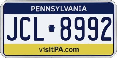 PA license plate JCL8992