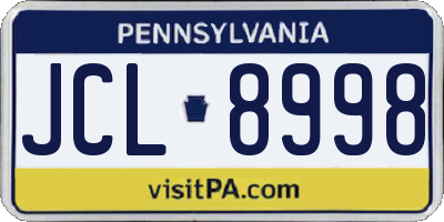 PA license plate JCL8998