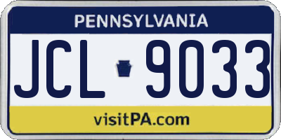 PA license plate JCL9033