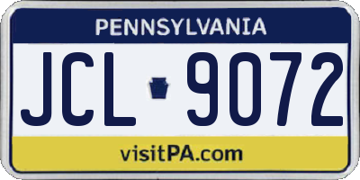 PA license plate JCL9072