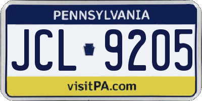 PA license plate JCL9205