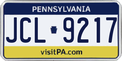 PA license plate JCL9217