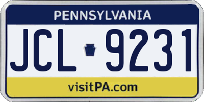 PA license plate JCL9231