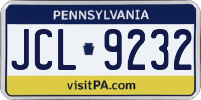 PA license plate JCL9232