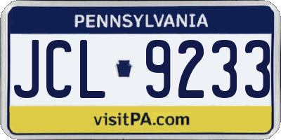 PA license plate JCL9233