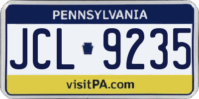 PA license plate JCL9235