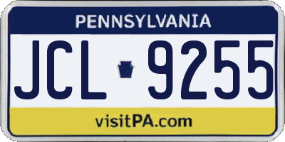 PA license plate JCL9255