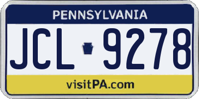 PA license plate JCL9278