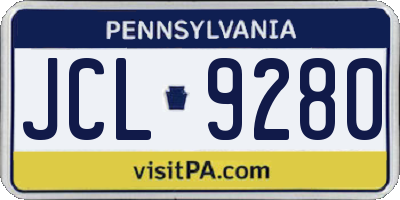 PA license plate JCL9280