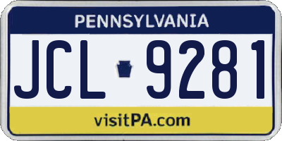 PA license plate JCL9281