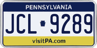 PA license plate JCL9289